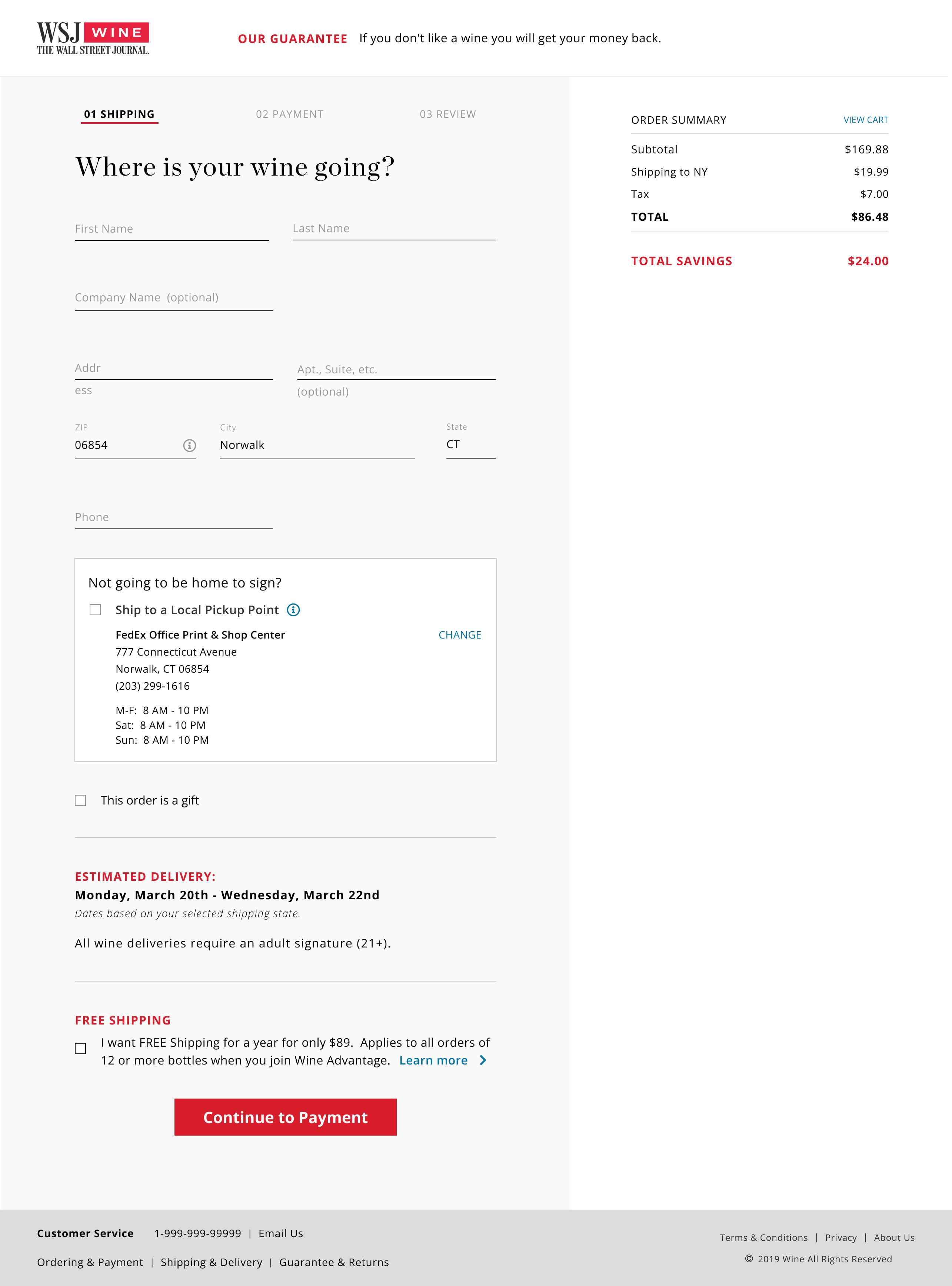 Final Shipping Page